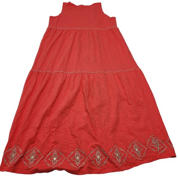 J. Jill tiered embroidered sleeveless maxi dress sequin boho - Picture 6 of 7